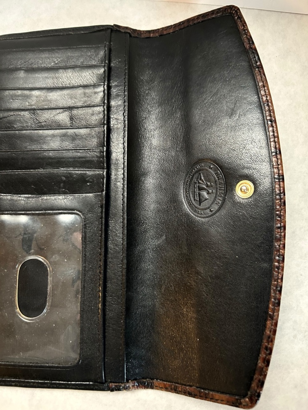 Brahmin Tuscan Two-tone Leather Tri-fold Checkbook Wallet w/Removable Cover EUC - Picture 10 of 15